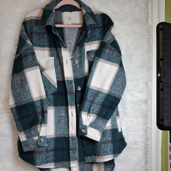 SO Tops - SO Green and Cream Plaid Button Down Shirt